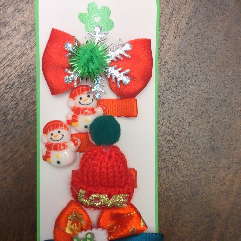 Christmas Holiday Hair Clip Set of 5